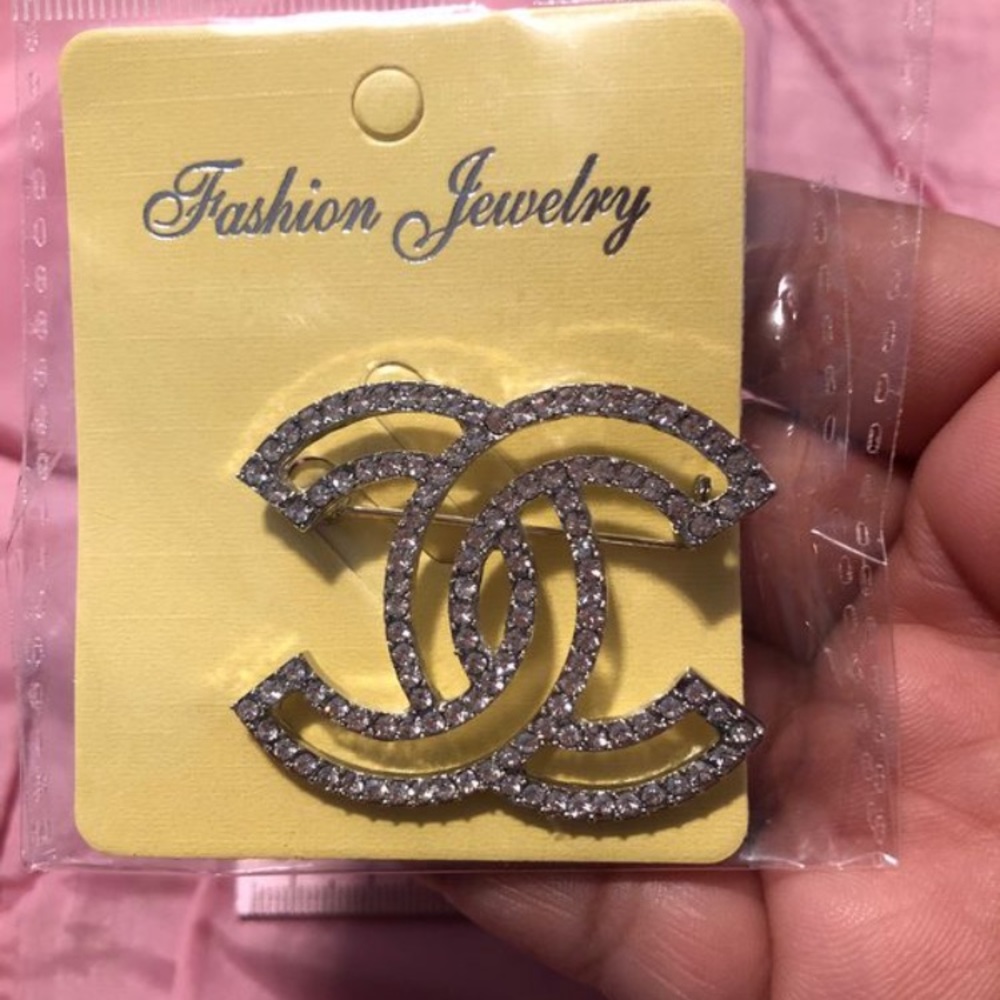 Silver Rhinestone Brooch